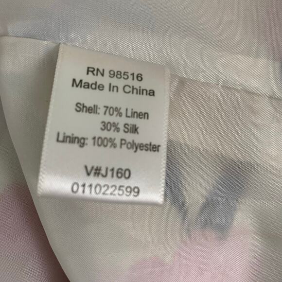 Coldwater Creek Petite Size PL Linen Silk Blend Floral Open Front Blazer Jacket - Picture 8 of 8